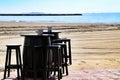 Bar with terrace on Santa Pola beach Royalty Free Stock Photo