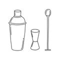 Bar tools doodle icons, vector illustration Royalty Free Stock Photo