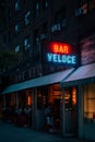 Bar Veloce neon sign, in East Village, Manhattan, New York City Royalty Free Stock Photo