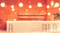 A bar with a white counter and stools in front of it, AI Royalty Free Stock Photo