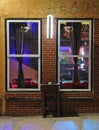 Bar windows at night