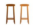 Bar wooden stool. Four legged stool. Vector stock illustration.