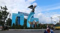 T-junction Monument Anggang Enggang bird is a landmark of Barabai city Royalty Free Stock Photo