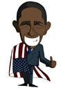 Smiling Barack Obama in a cartoon version, President, USA, isolated. Royalty Free Stock Photo