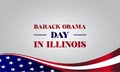 Barack Obama Day In Illinois Text With Usa Flag illustration Design