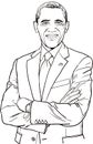 Barack Obama illustration in line art. Royalty Free Stock Photo