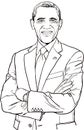 Barack Obama illustration in line art.