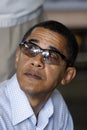 Barack Obama with protective glasses