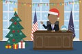 Barack Obama in santa hats.