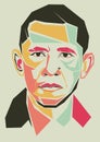 Barack Obama simple line and simple colour vector portrait Royalty Free Stock Photo