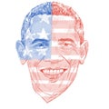 barack obama sketch on USA flag background