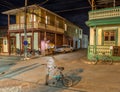 Baracoa street at night Cuba Royalty Free Stock Photo