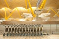 Row of luggage carts at Barajas International Airport