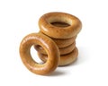 Baranki bagels - a bread product in the form of a ring, on a white Royalty Free Stock Photo