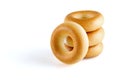 Baranki bagels for tea - a bread product in the form of a ring, isolated on a white background. Isolated on white background Royalty Free Stock Photo