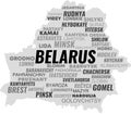Belarus Map with City Names â Typography Vector Design Royalty Free Stock Photo