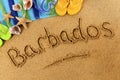 Barbados beach writing Royalty Free Stock Photo