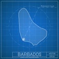 Barbados blueprint map template with capital city.