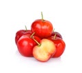 Barbados cherry, Malpighia emarginata  isolated on white background Royalty Free Stock Photo