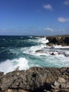 Barbados coast with crashing waves, blue sky and deep blue sea Royalty Free Stock Photo