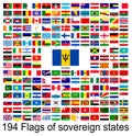 Barbados, collection of vector images of flags of the world