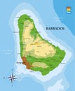 Barbados island highly detailed physical map Royalty Free Stock Photo