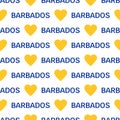 Barbados love seamless pattern. Text in national flag color. Caribbean background for Independence day, national day