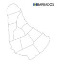 Barbados map, black and white detailed outline regions of the country