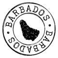 Barbados Map Silhouette Postal Passport Stamp Round Vector Icon Design Travel.