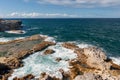 Barbados Ocean and rocks Next to Animal Flower Cave. Caribbean Sea Island Royalty Free Stock Photo