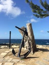 Barbados Ocean view scene with old anchor