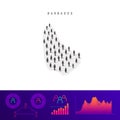 Barbados people icon map. Detailed vector silhouette. Mixed crowd of men and women. Population infographics Royalty Free Stock Photo