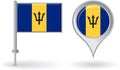 Barbados pin icon and map pointer flag. Vector