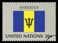 BARBADOS - Postage Stamp of Barbados national flag Royalty Free Stock Photo