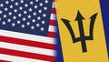 Barbados and United States of America Flags Together