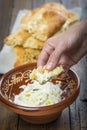 Barbari or Persian bread and strained yogurt