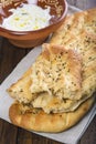 Barbari or Persian bread and strained yogurt Royalty Free Stock Photo