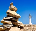 Barbaria formentera Lighthouse make a wish stones Royalty Free Stock Photo