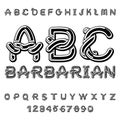 Barbarian font. norse medieval ornament Celtic ABC. Traditional