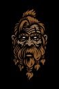 Barbarian man head in black background