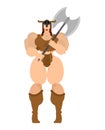 Barbarian woman. Lady viking. Strong female Warrior with weapons Big blade. berserk. Strong Powerful Medieval Mercenary Soldier.