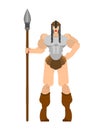 Barbarian woman. Lady viking. Strong female Warrior with weapons Big blade. berserk. Strong Powerful Medieval Mercenary Soldier.