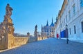 The alley with statues, leading to St Barbara Cathedral, Kutna Hora, Czech Republic Royalty Free Stock Photo