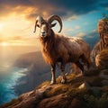 Barbary Sheep on cliff Royalty Free Stock Photo