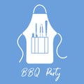 Barbecue apron, grill and barbecue tools. Vector