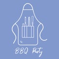 Barbecue apron, grill and barbecue tools. Vector