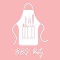 Barbecue apron, grill and barbecue tools. Vector