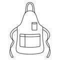 Barbecue apron. Sketch. Overalls with pockets and ties for cooking. Vector illustration. Coloring book for children.