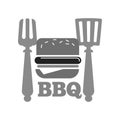 Barbecue or bbq grill burger or hot dog sausage vector icon Royalty Free Stock Photo