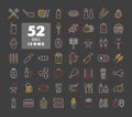 Barbecue and bbq grill icon set on dark background Royalty Free Stock Photo